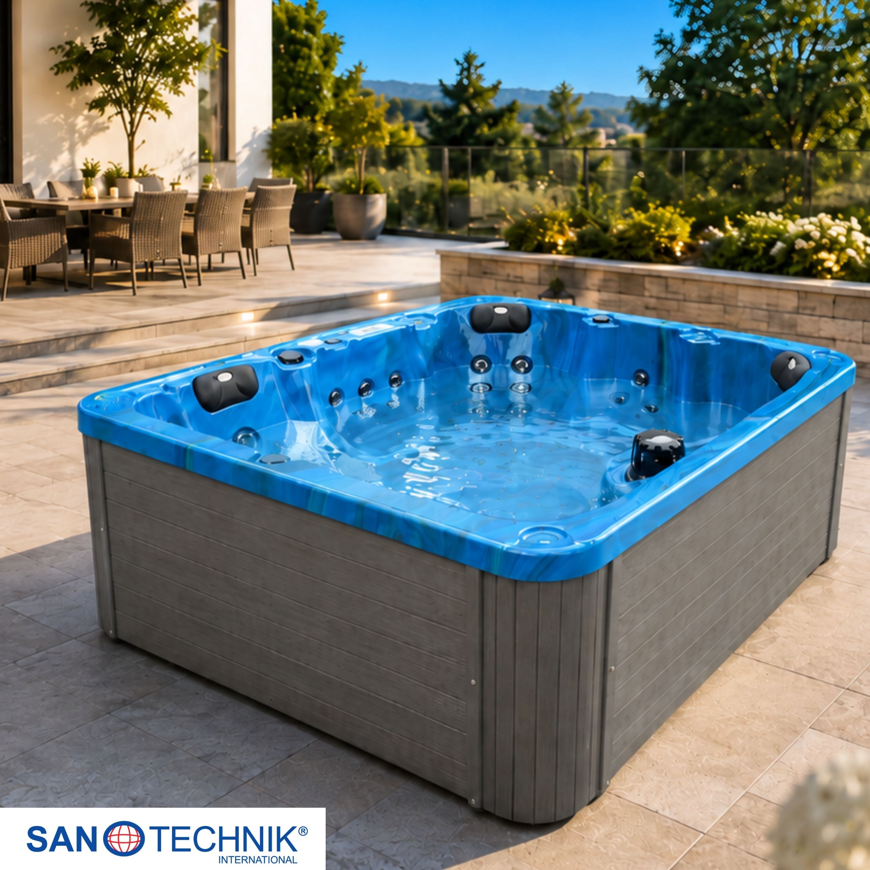 Sanotechnik Palma Outdoor Whirlpool Blau 190x190x85 cm