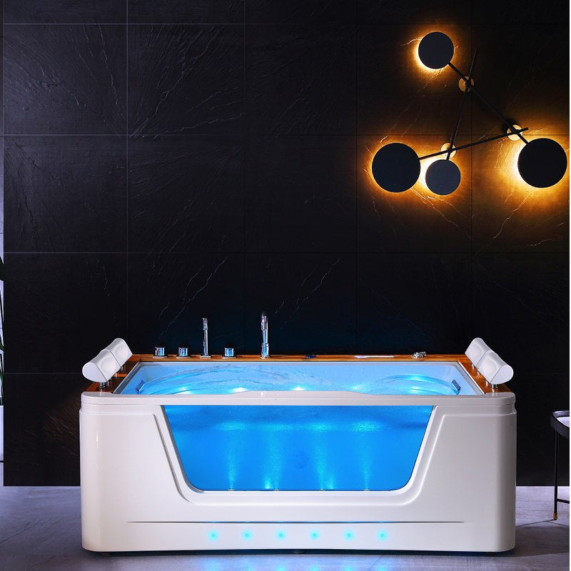 Detail van afvoer en overloop van Whirlpoolbad Zefir met verwarming Wit 192 x 131 cm