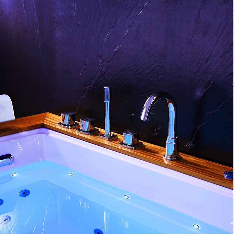 Aanzicht van de achterzijde en montagevorm van Whirlpoolbad Zefir met verwarming Wit 192 x 131 cm