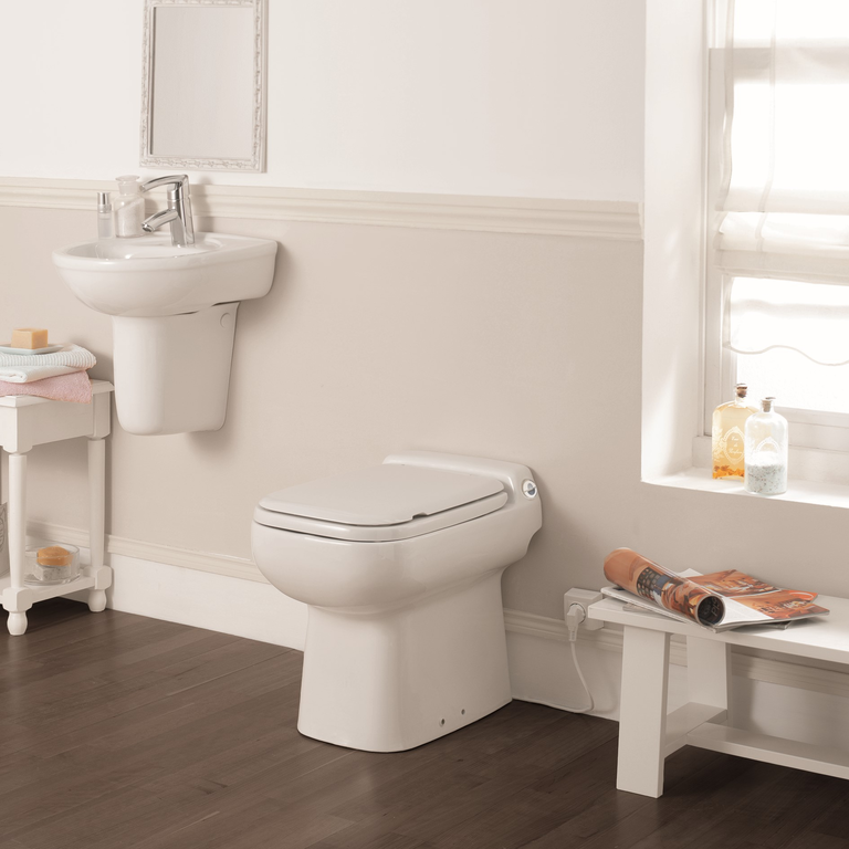 Sanibroyeur Sanicompact closetpot met fecaliënvermaler incl. wc bril