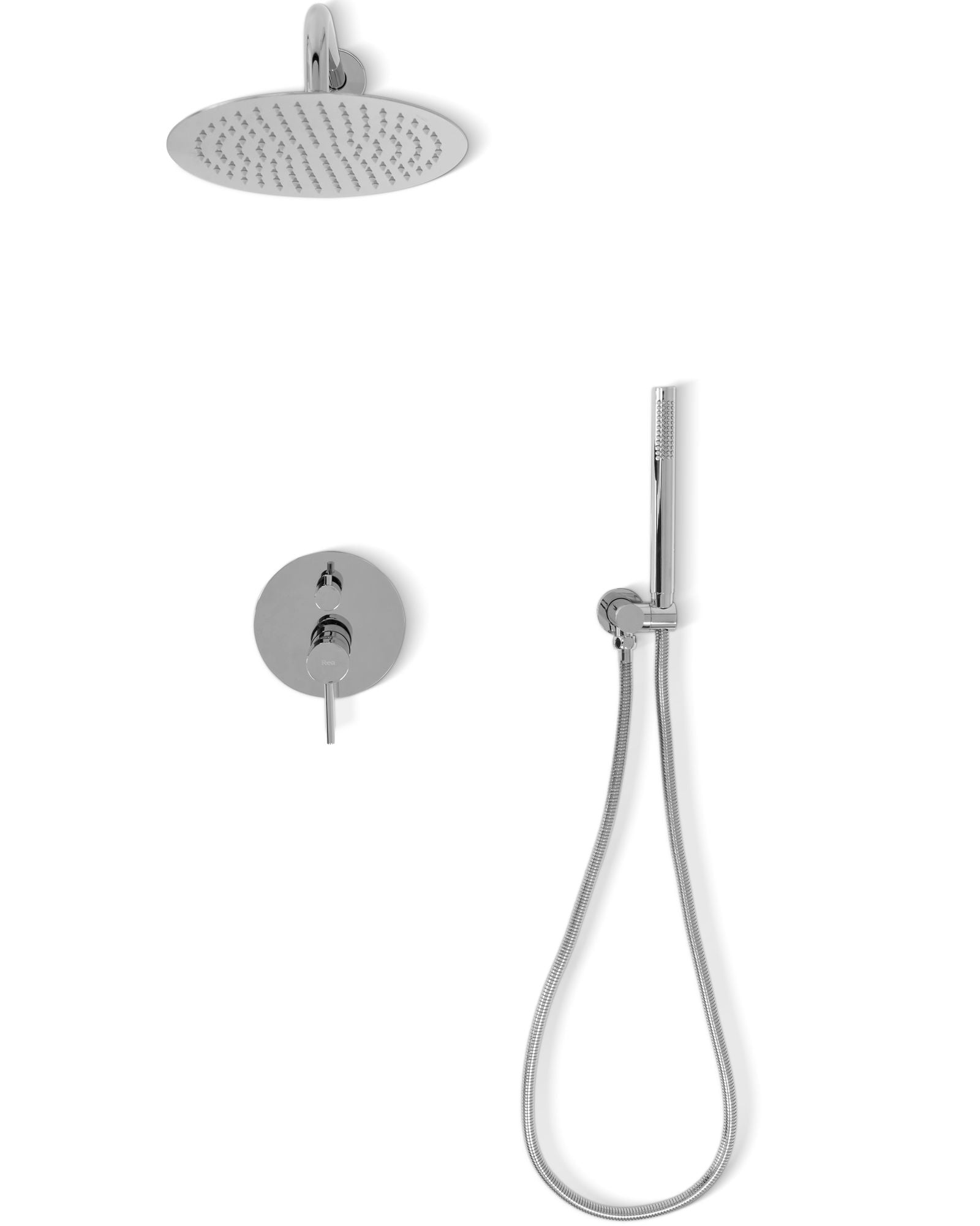 Rea Lungo Box inbouw doucheset Chroom detail van hoofddouche en handdouche