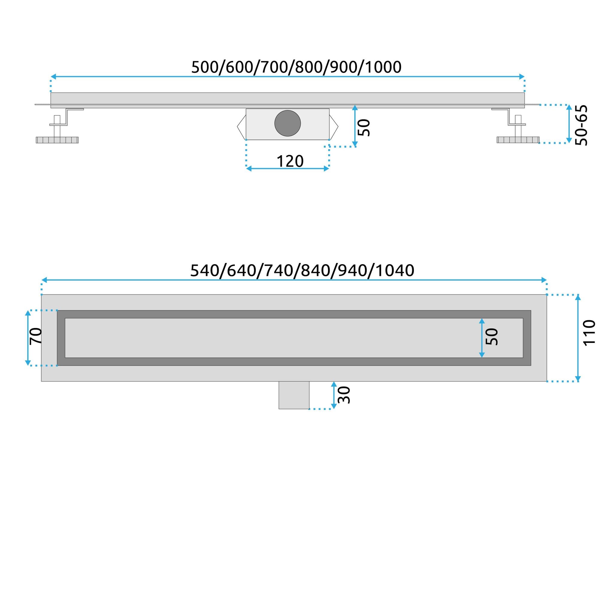 Lineaire afvoer Rea Neox BRUSH Steel 50