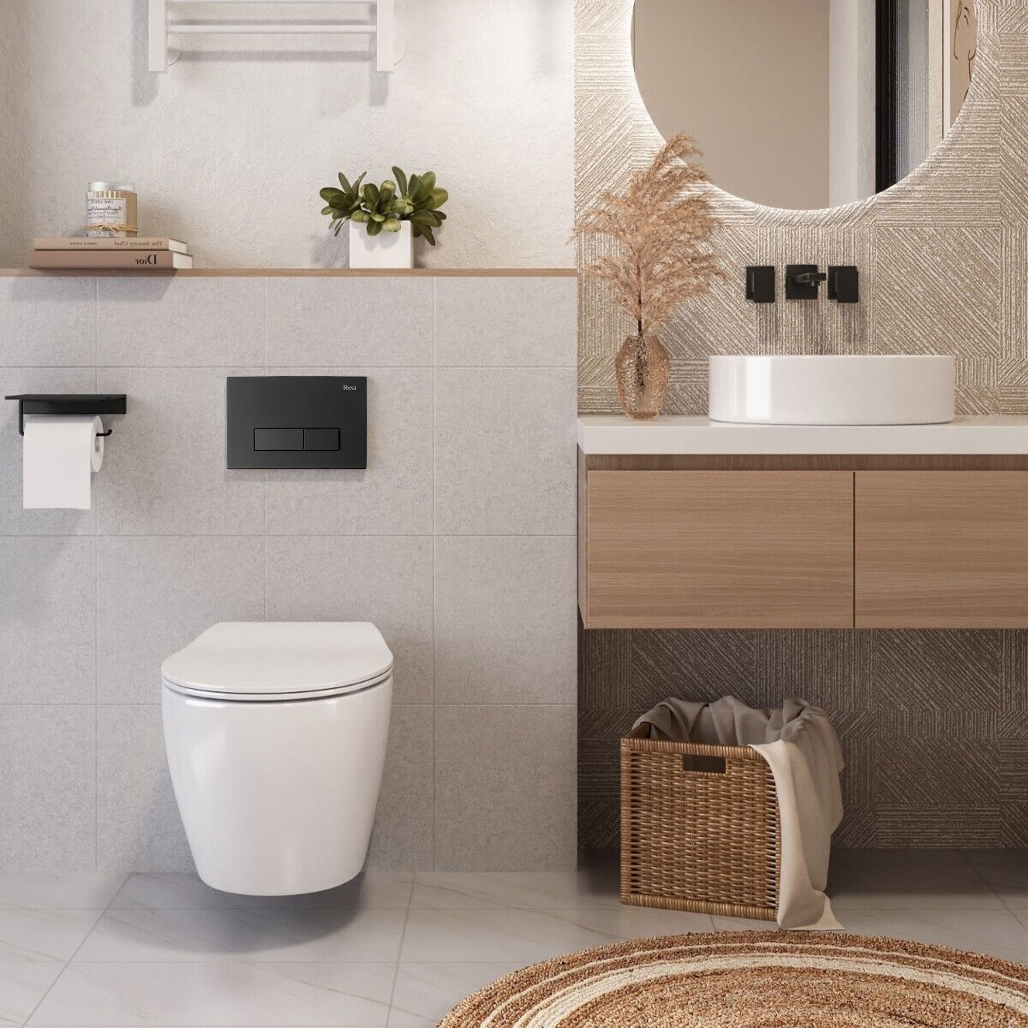 H-knop voor toileframe zwarte mat
