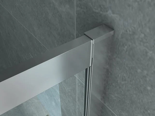 Detail van glas en chroom van Aloni 6mm douchecabine