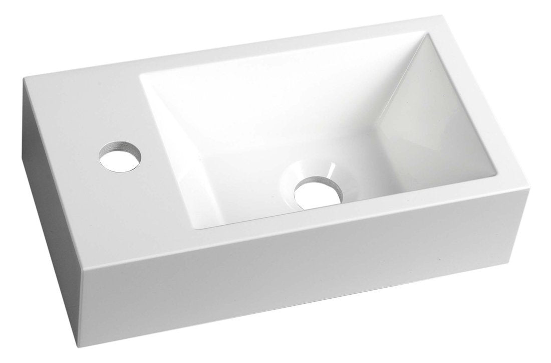 Amarok Toiletfontein Gegoten Marmer 40x22cm Links Wit - Afbeelding 1