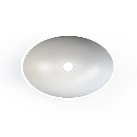 Arcqua Prince ovale waskom 49x34cm mat wit cast marble