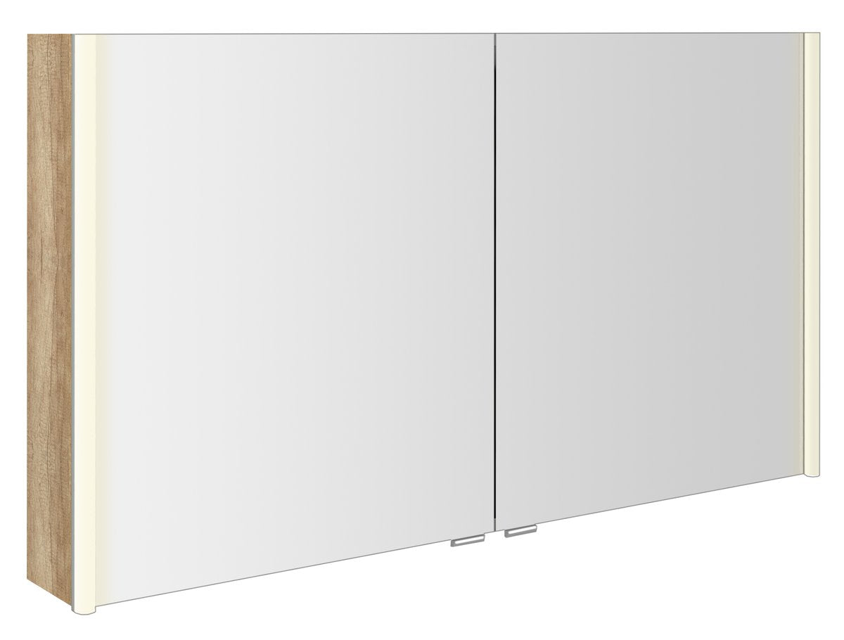 Spiegelkast Sapho Alix Deuren 126×70 cm Eiken Alabama — met LED-verlichting