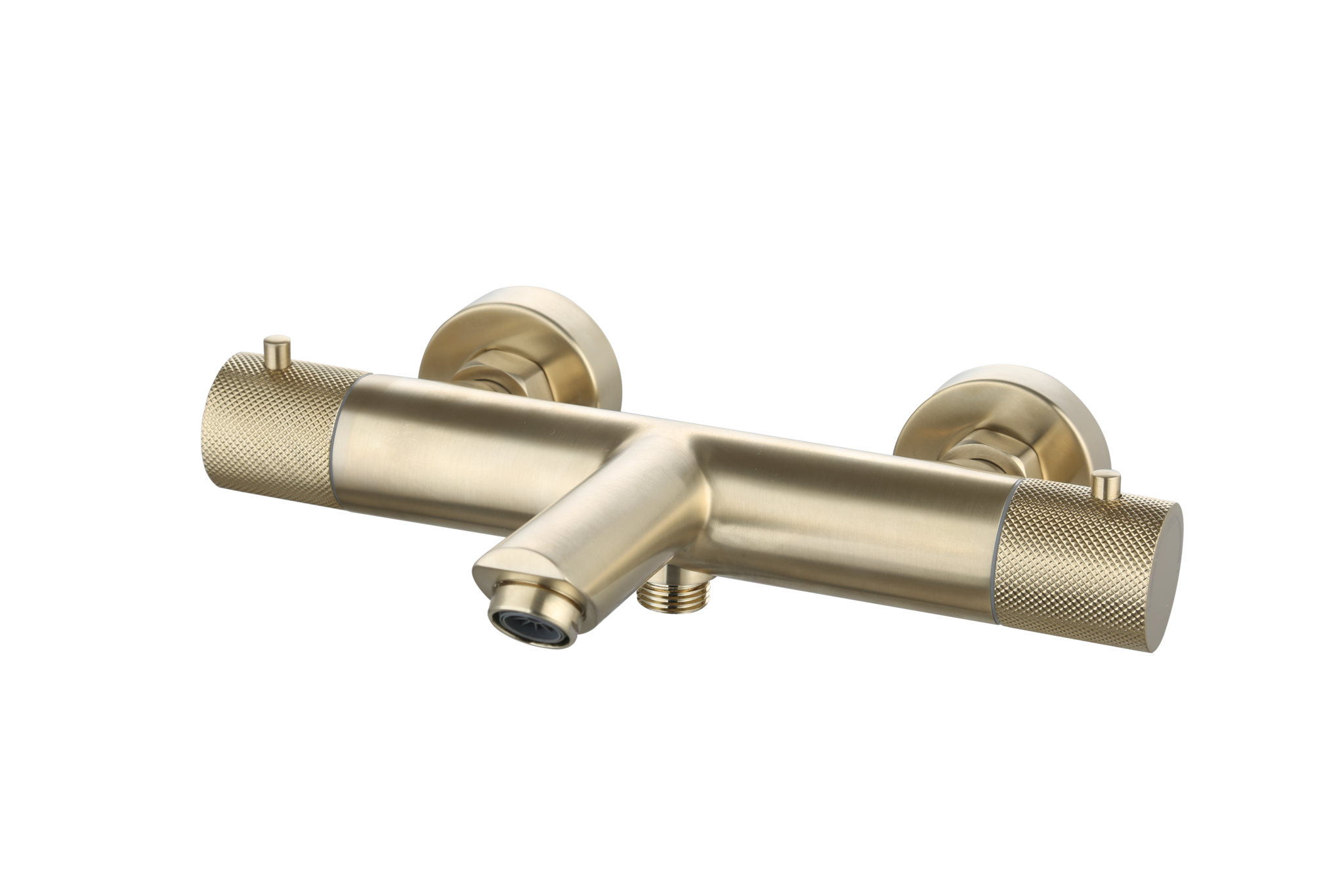 Luzi Badmengkraan thermostatisch rond Goud Geborsteld met geribbeld knop