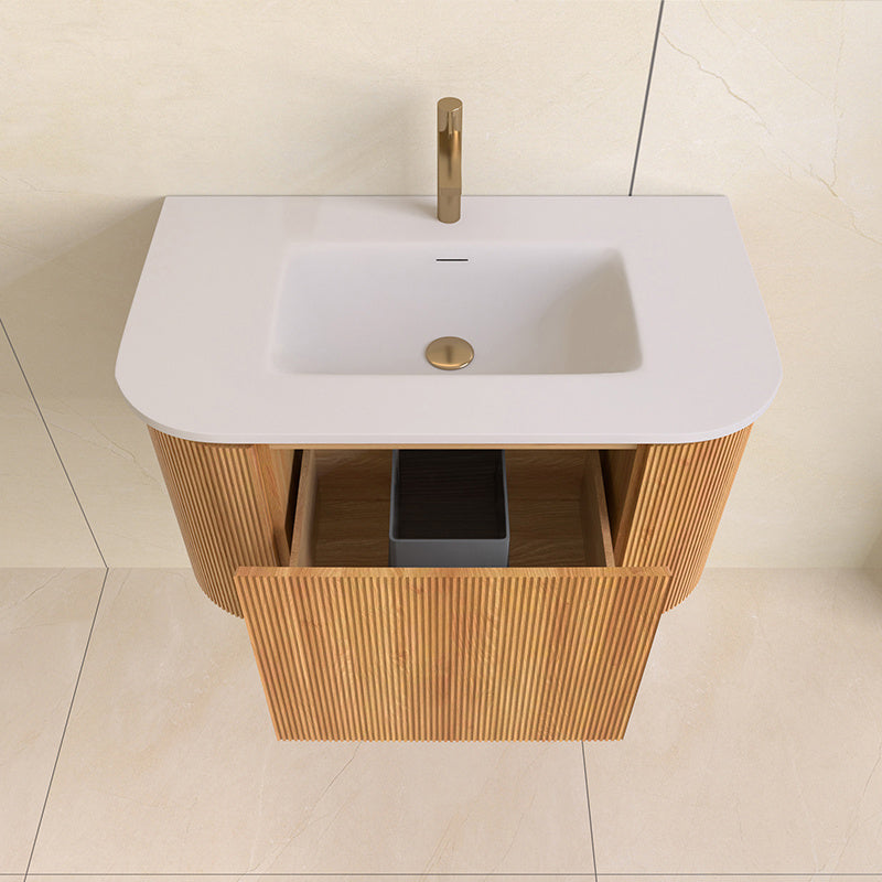 Badkamermeubelset Ribbelfront Eleganza 80 x 45,5 Acacia Solid Wastafel
