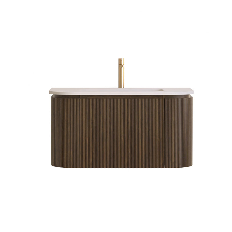 Badmeubel ribbelfront Eleganza 80x45,5 Dark Walnut Solid wastafel