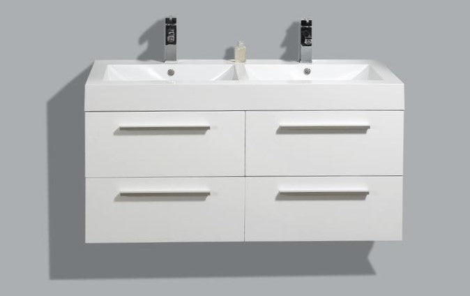 Badmeubelset 120 cm Hoogglans Wit – Met Aluminium Greep