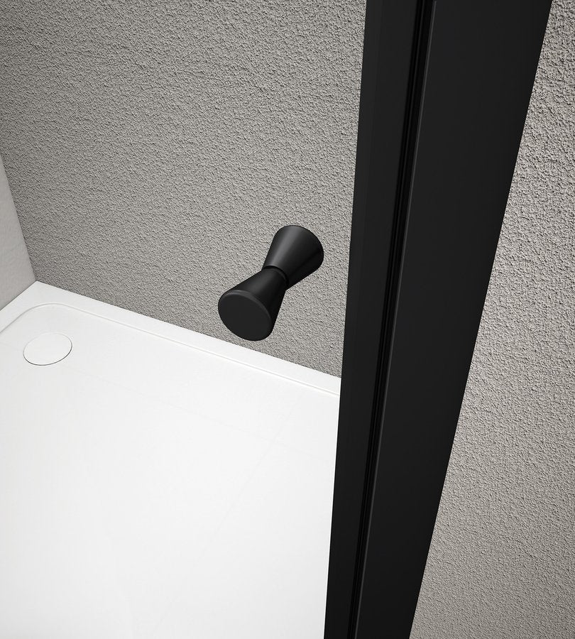 Detail van glas en zwart van Arleta douchecabine