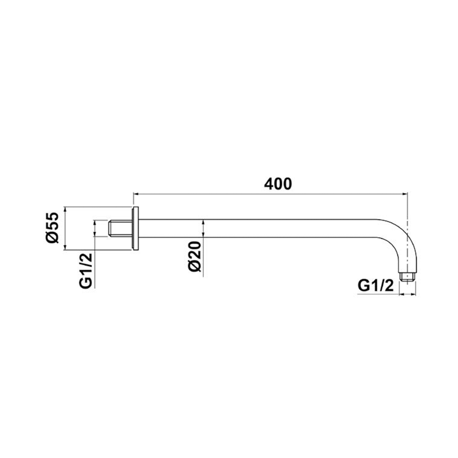 Sapho Ronde douchearm 400 mm Mat Goud