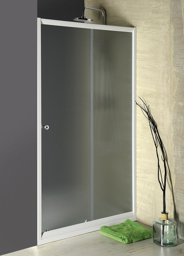 Schuif douche nisdeur Amadeo 110x185cm 5mm matglas wit profiel