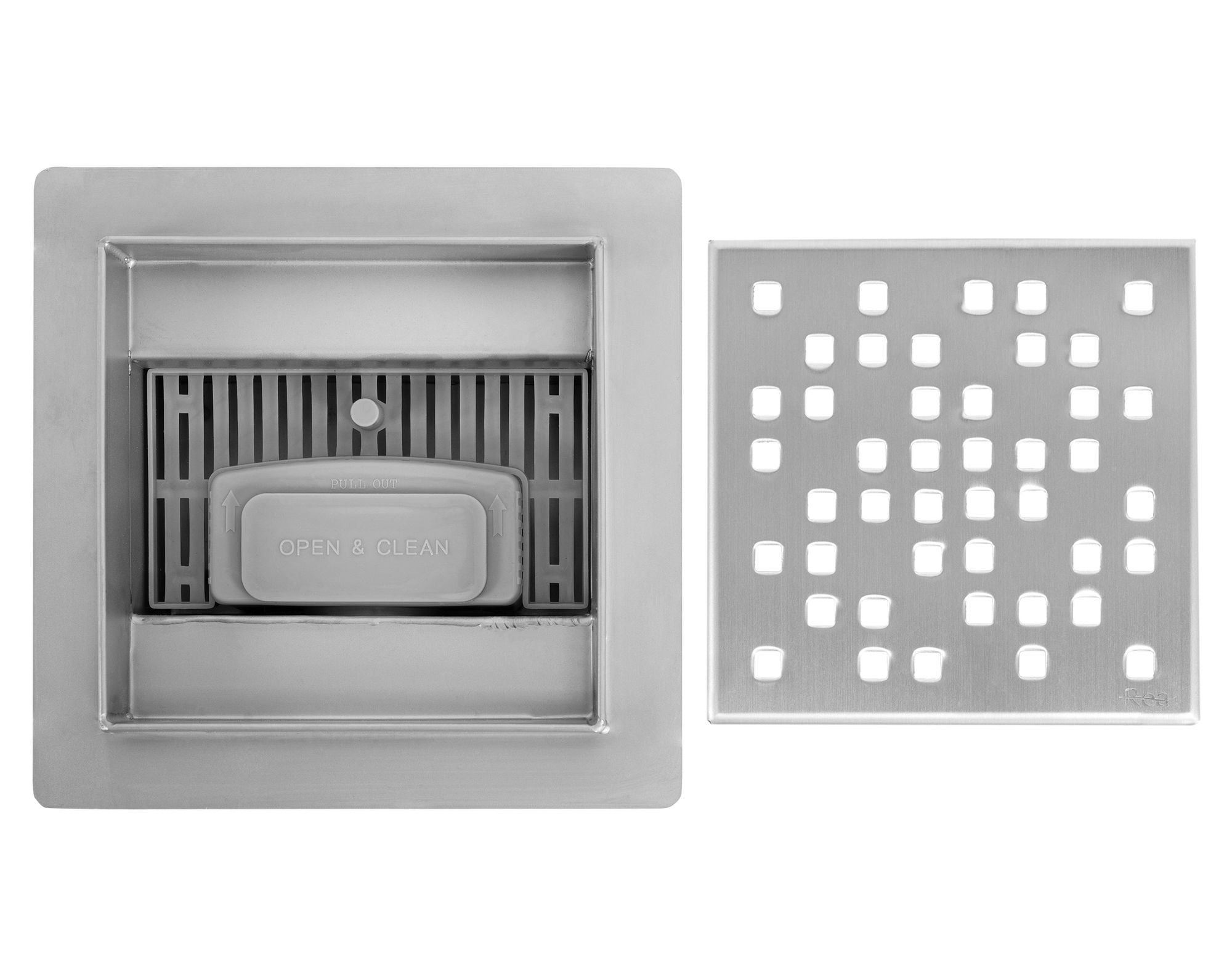 Lineaire afvoer REA DOTS Brush Steel 12x12