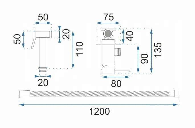 Inbouw Bidetmengkraan Rea Lungo Loop Black Metalic