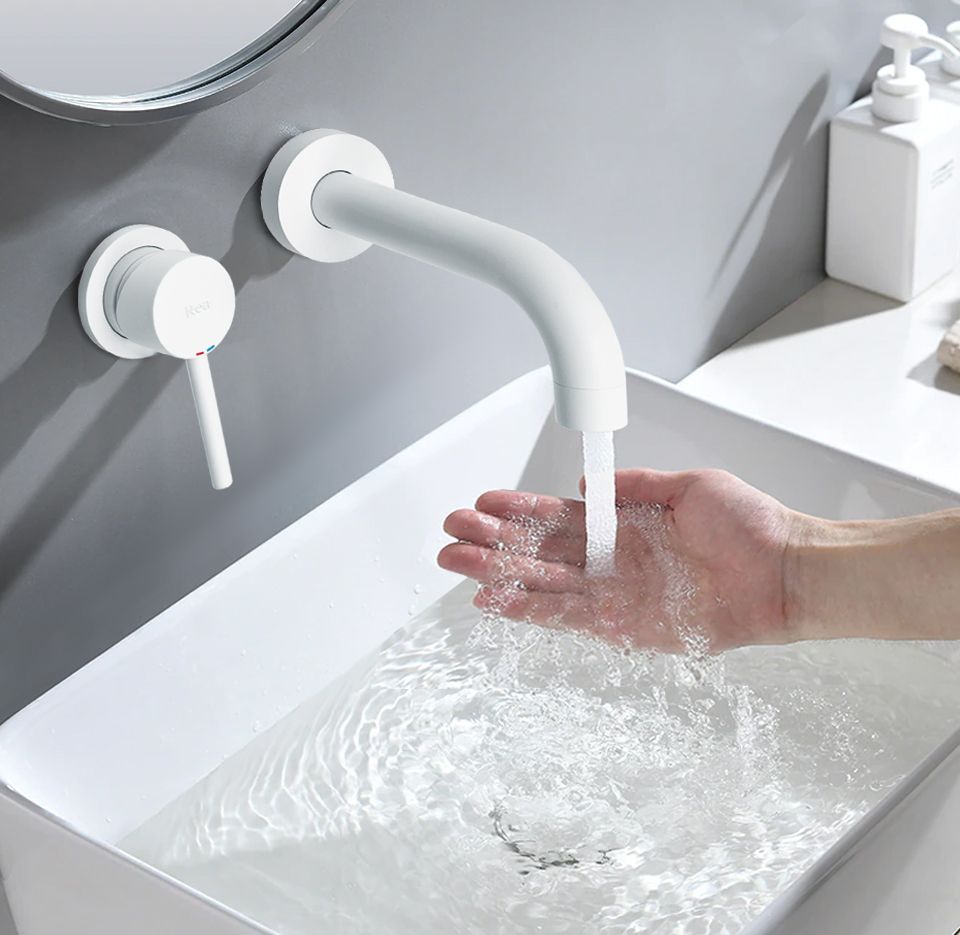Inbouw wastafelkraan Rea Lungo White + BOX