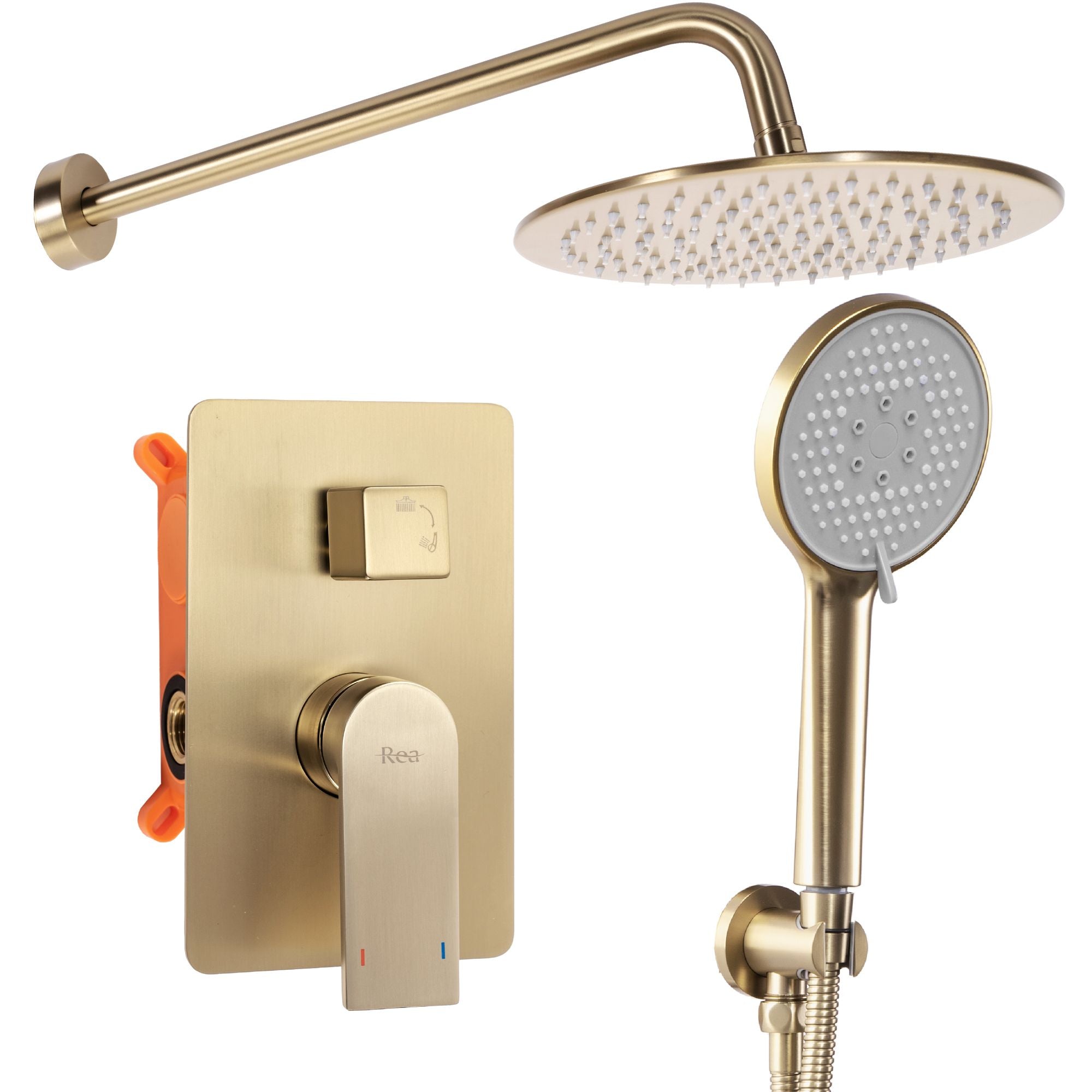 Inbouw Regendoucheset REA Verso Geborsteld Goud + Box