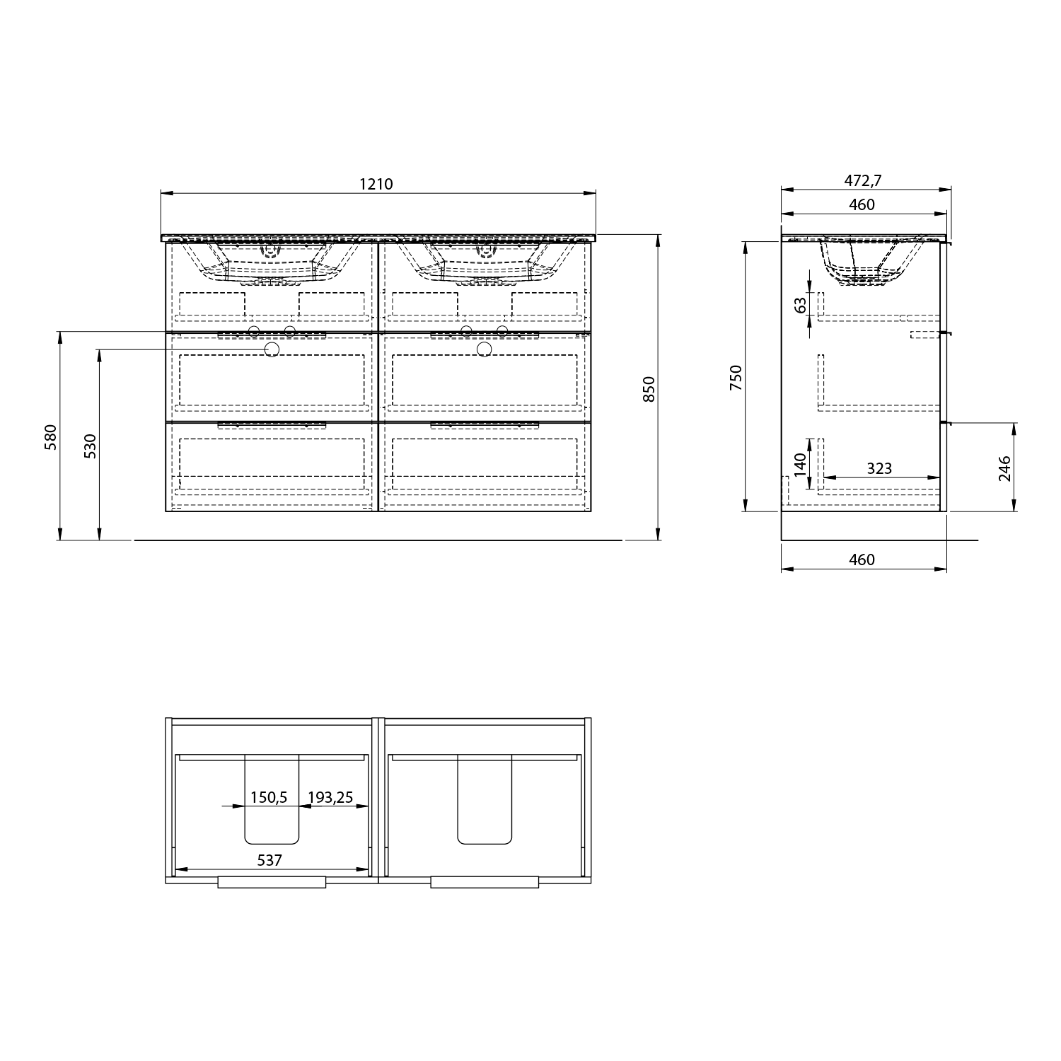 CIRASA Wastafel Onderkast 120 Cm Gelamineerd MDF Wit - Afbeelding 3