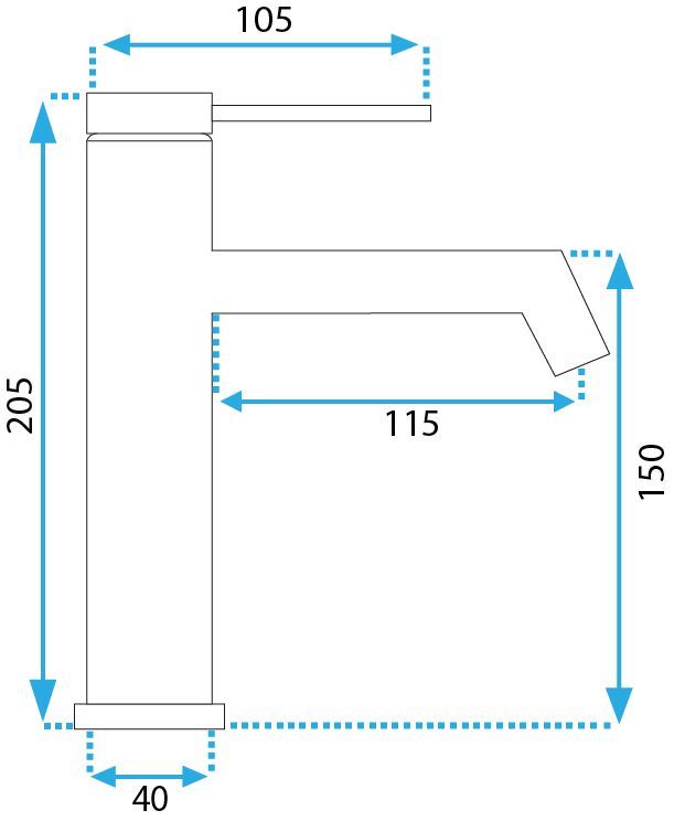 Wastafelkraan Rea Foss Brush Steel Low