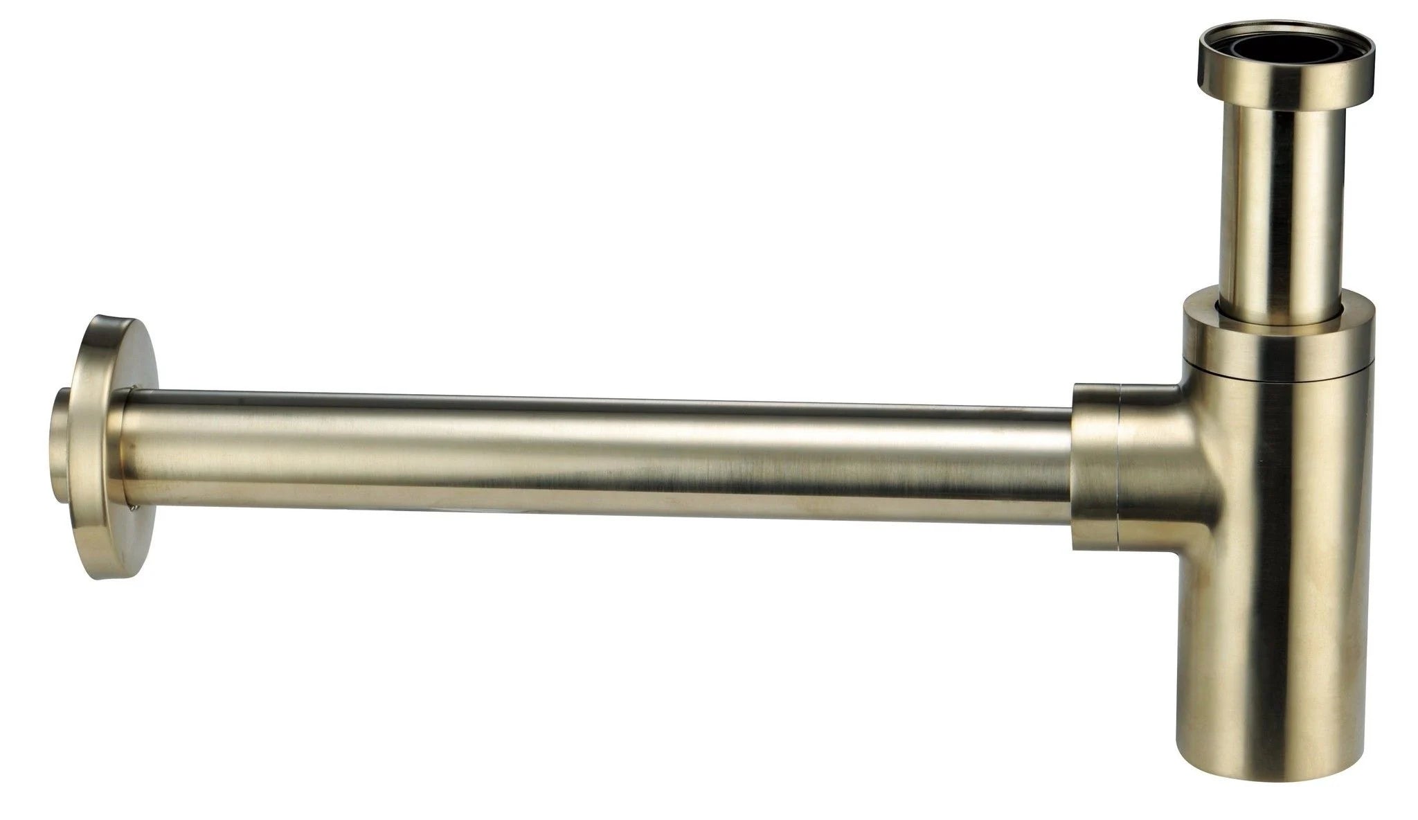 Luzi Design sifon 5/4" Goud Geborsteld met muurbuis