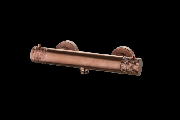 Luzi Douchemengkraan thermostatisch rond Brons met geribbeld knop