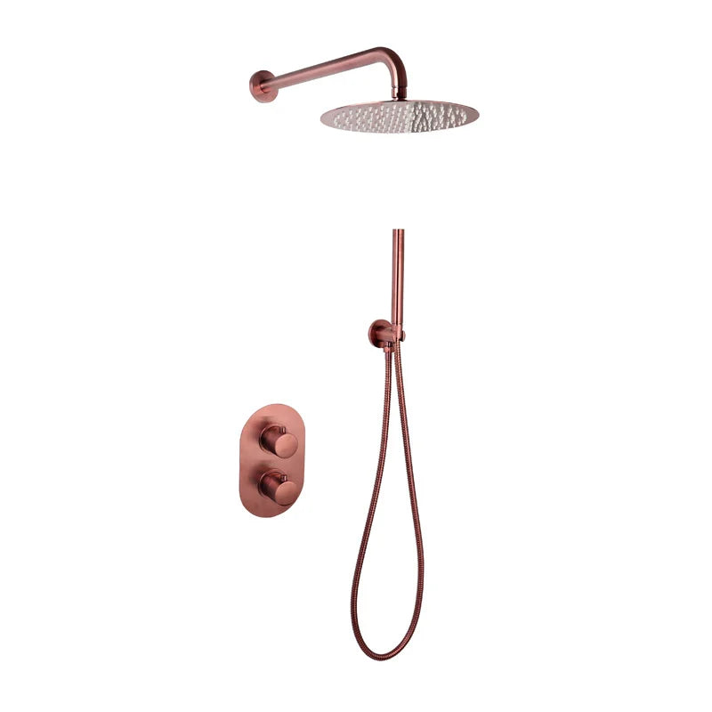 Luzi Doucheset Inbouw met Box Thermostaat, Muurbevestiging / Douchekop 25 cm Rond Brons