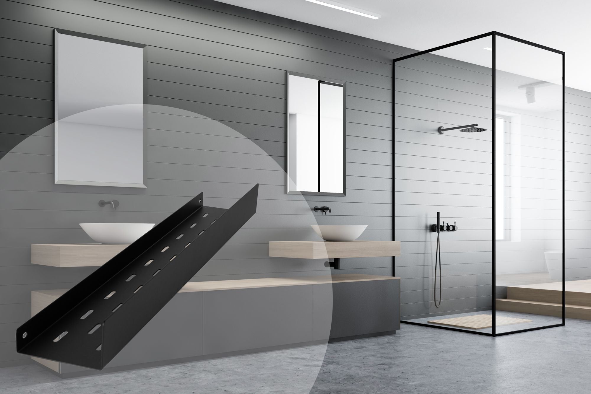 Badkamerplank SF04 60cm black matt