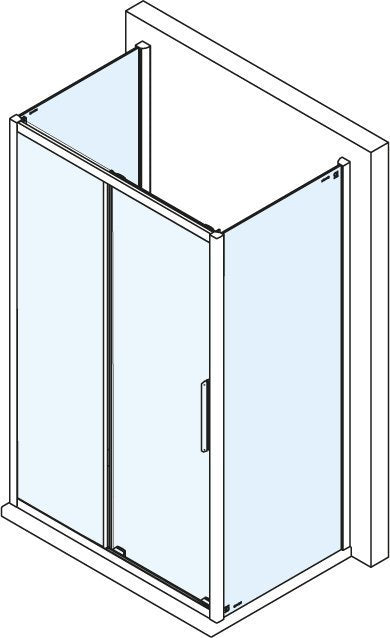 Drie zijden douchecabine Easy Line Chroom U-vorm Schuifdeur 120 cm mat glas