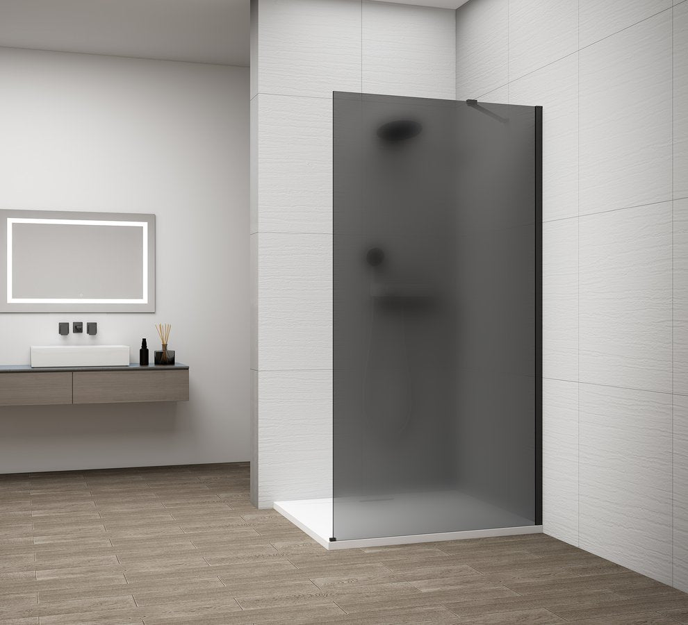 Inloopdouche Douchewand Esca 210x110 Cm Gerookt Glas Mat Met Mat Zwart Profiel
