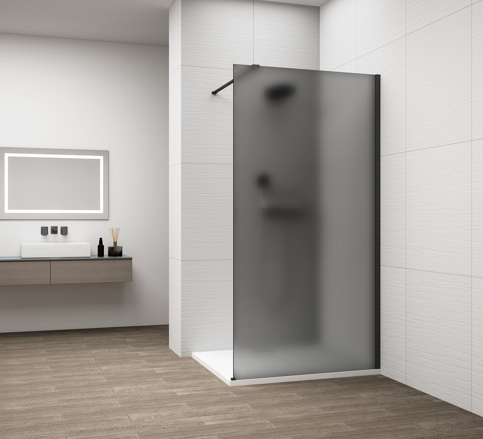 Inloopdouche Douchewand Esca 210x150 Cm Gerookt Glas Mat Met Mat Zwart Profiel