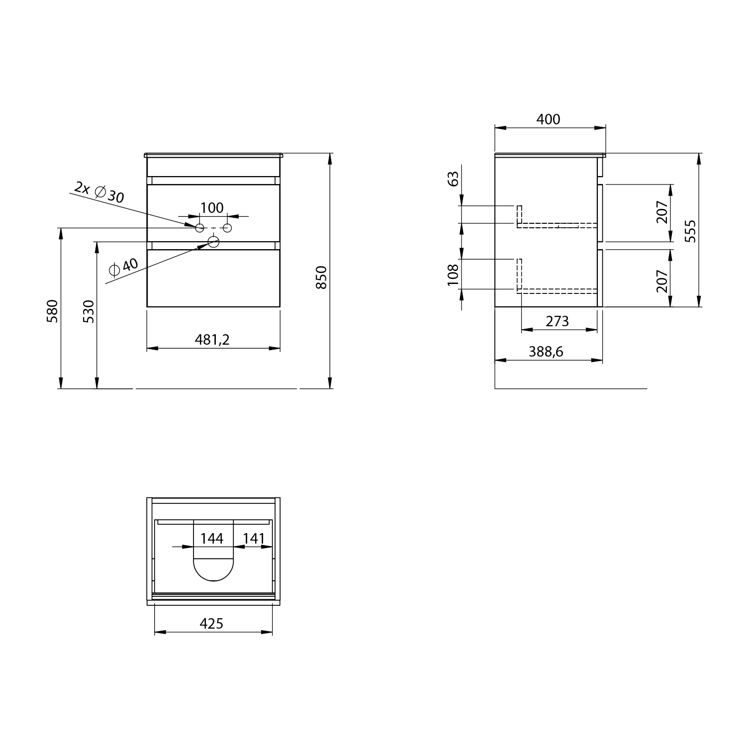 Badmeubel Ezara 50x39x54 cm Cuneo Eiken