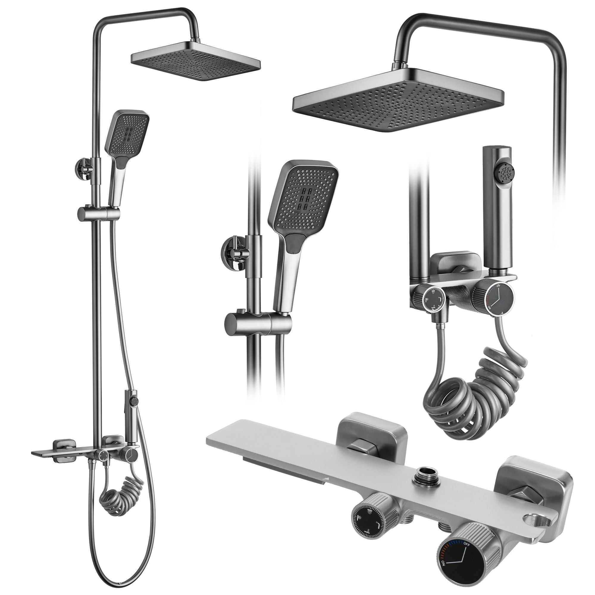 Doucheset REA Helix Geborsteld Steel