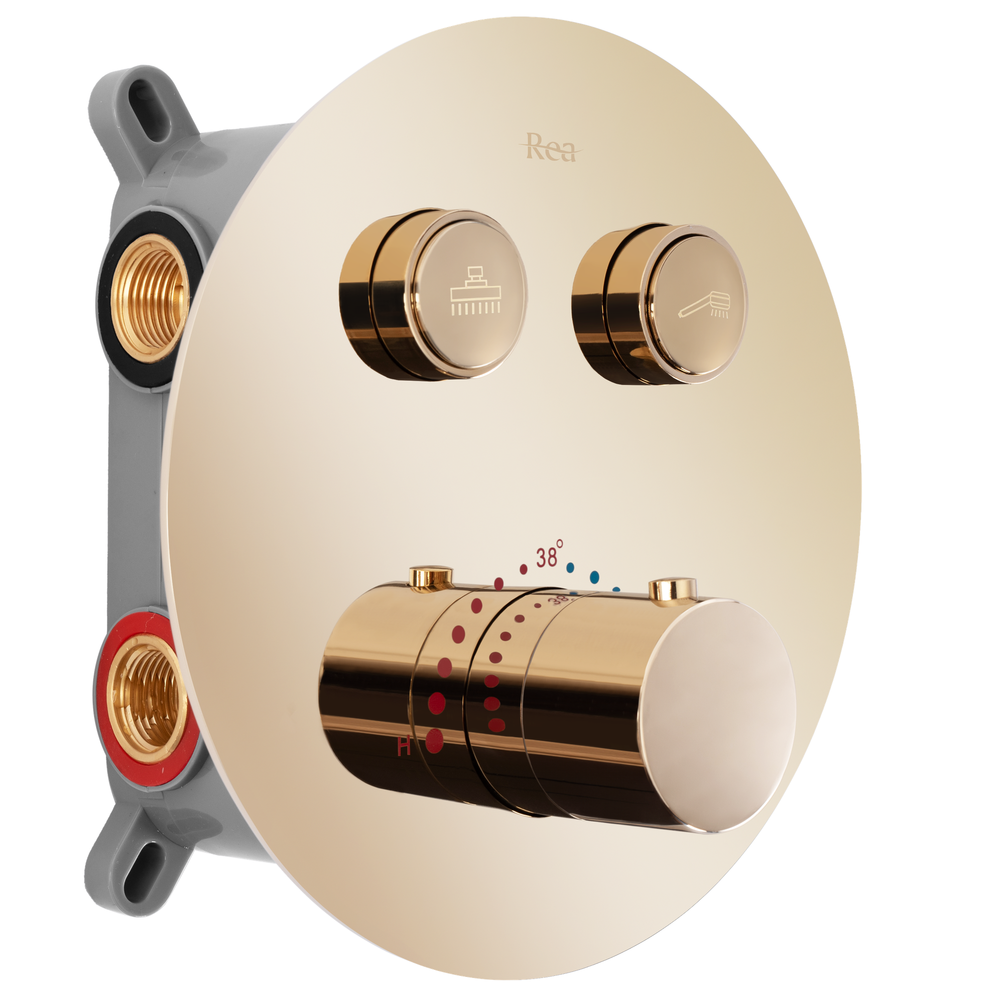 Inbouw Regendoucheset REA Lungo Goud met Thermostaat + Box