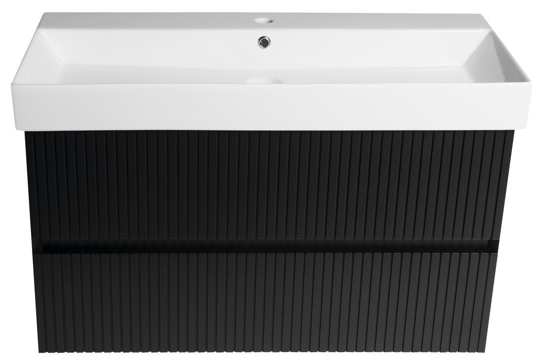 Sapho Filena Wastafelonderkast 95 X 43 X 51,5 Cm Zwart Geribbeld - afbeelding 5