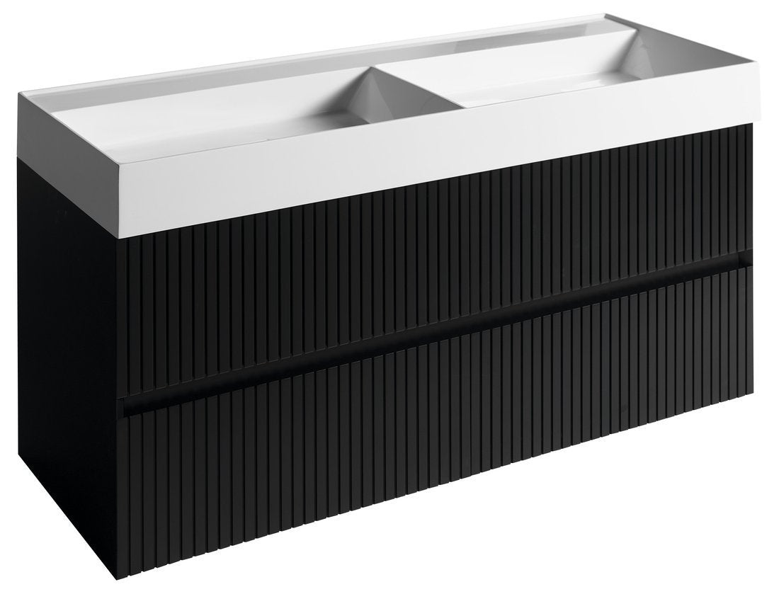 Sapho Filena Wastafelonderkast 118 X 43 X 51,5 Cm Zwart Geribbeld - afbeelding 1