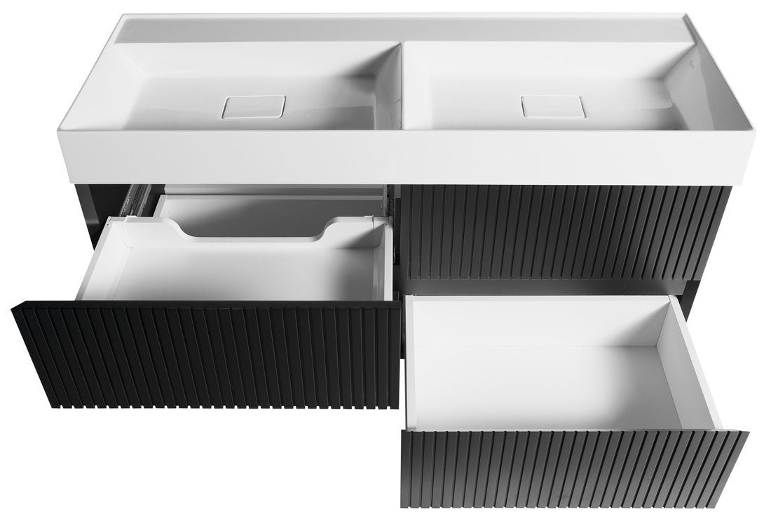 Sapho Filena Wastafelonderkast 118 X 43 X 51,5 Cm Zwart Geribbeld - afbeelding 3