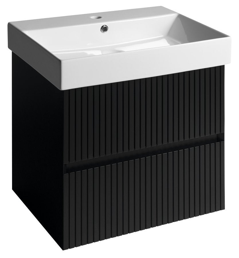 Sapho Filena Wastafelonderkast 57 X 43 X 51,5 Cm Zwart Geribbeld - afbeelding 1