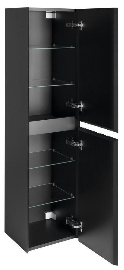 Sapho Filena Hoge Kast 35 X 30 X 140 Cm Zwart Geribbeld - afbeelding 2