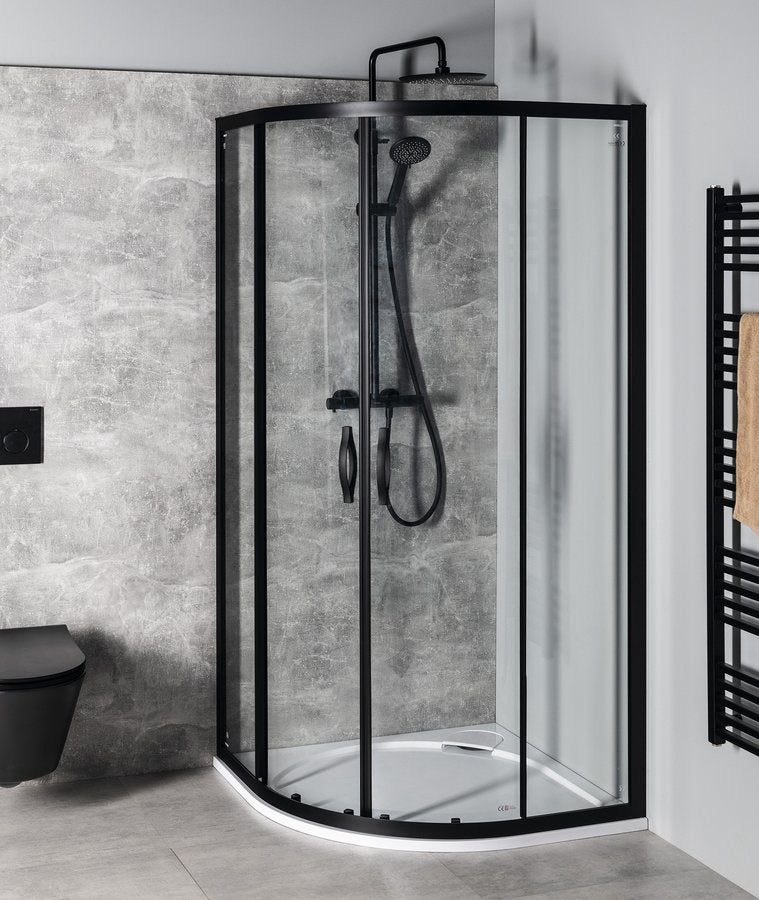 Douchecabine Gelco Simply Black 1000x1000mm Kwartrond