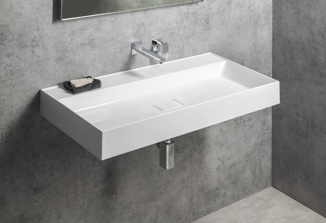 Sapho Godiva Cast Marble Meubelwastafel 96 X 44 X 11 Cm Wit Zonder Kraangat - afbeelding 3