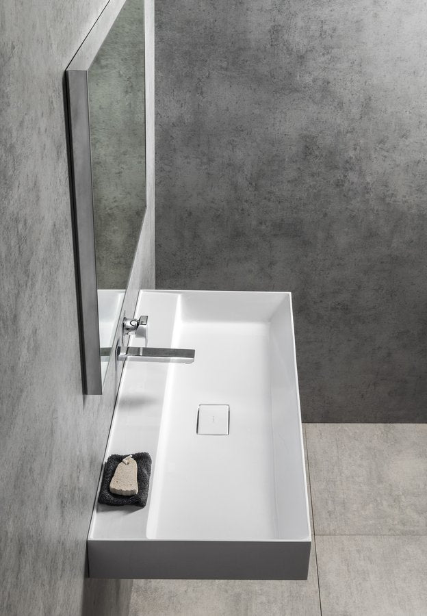 Sapho Godiva Cast Marble Meubelwastafel 96 X 44 X 11 Cm Wit Zonder Kraangat - afbeelding 4