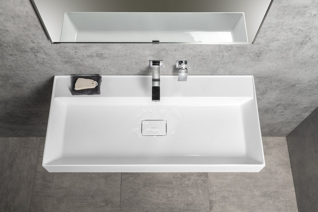 Sapho Godiva Cast Marble Meubelwastafel 96 X 44 X 11 Cm Wit Zonder Kraangat - afbeelding 7