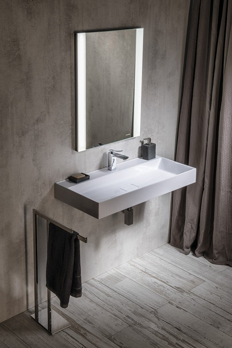 Sapho Godiva Cast Marble Meubelwastafel 96 X 44 X 11 Cm Wit - afbeelding 7