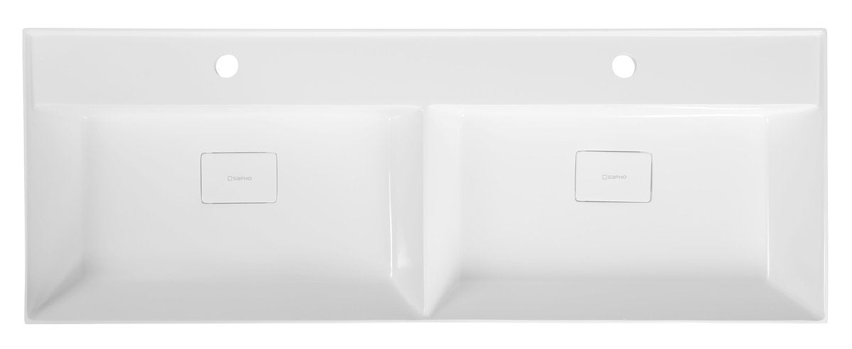 Sapho Godiva Dubbele Cast Marble Meubelwastafel 119 X 44 X 11 Cm Wit - afbeelding 13