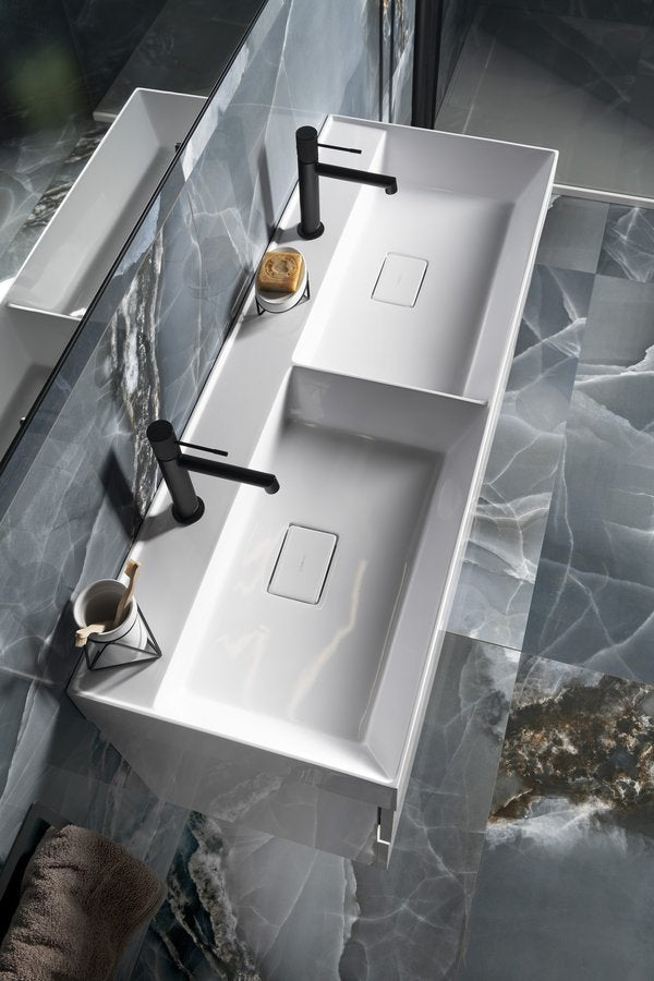 Sapho Godiva Dubbele Cast Marble Meubelwastafel 119 X 44 X 11 Cm Wit - afbeelding 16