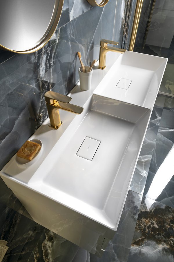 Sapho Godiva Dubbele Cast Marble Meubelwastafel 119 X 44 X 11 Cm Wit - afbeelding 19