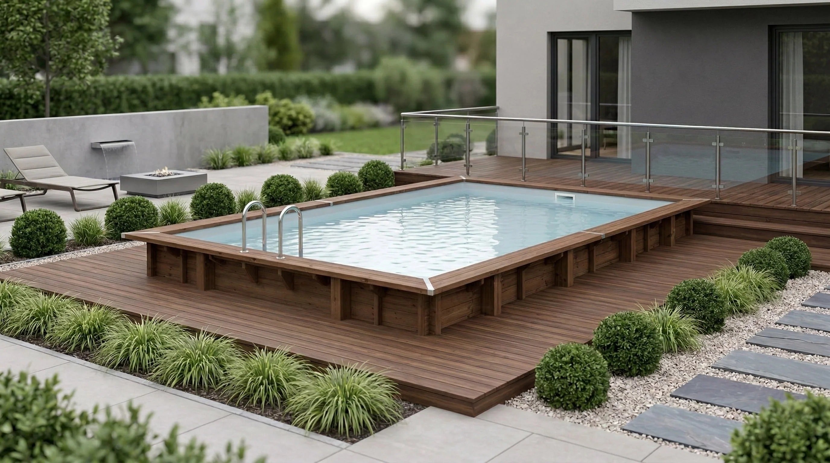 Interline Bali rechthoekig 790 x 400 x 138 cm houten zwembad