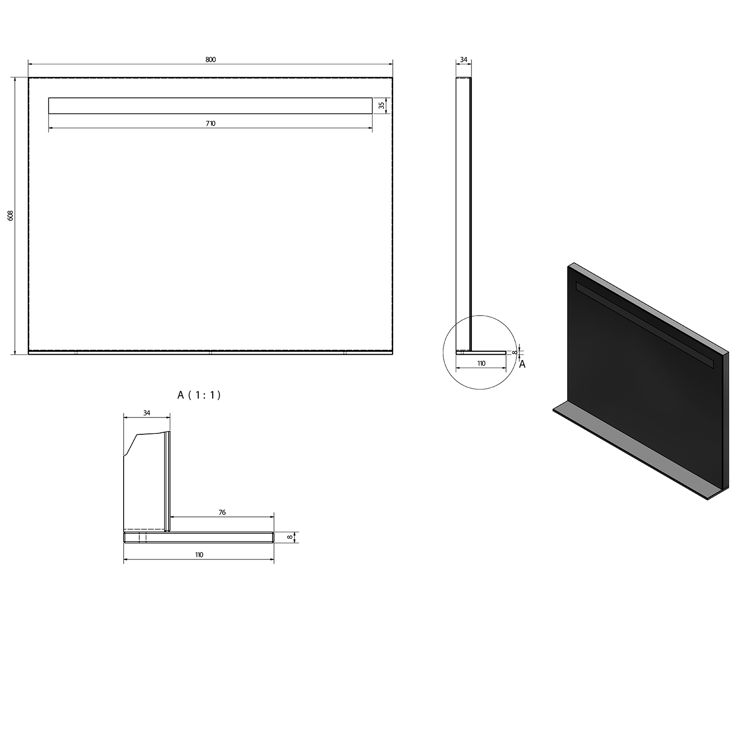 Theia Badkamer Meubelset 80x46 cm Wit
