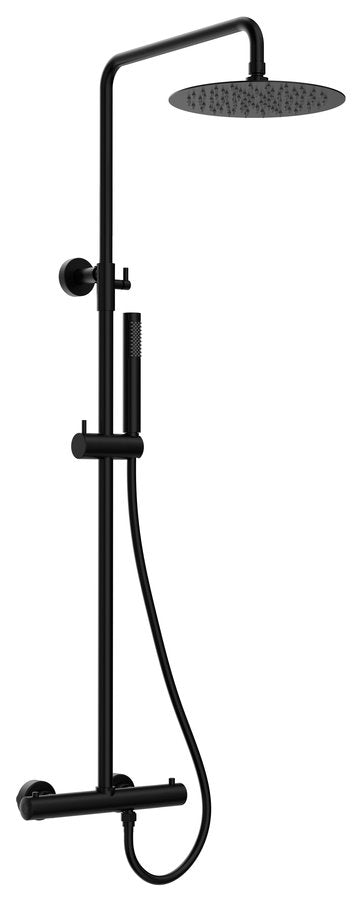 Sapho Thermostatische Doucheset met Mengkraan, Mat Zwart, Rond Design